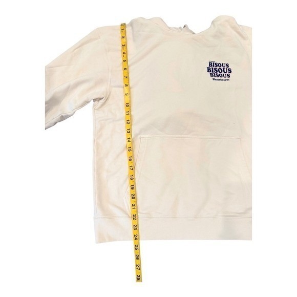 BISOU SKATEBOARDS The Original Bisous 3X Graphic Hoodie Cream Cotton Pullover M - Picture 5 of 8